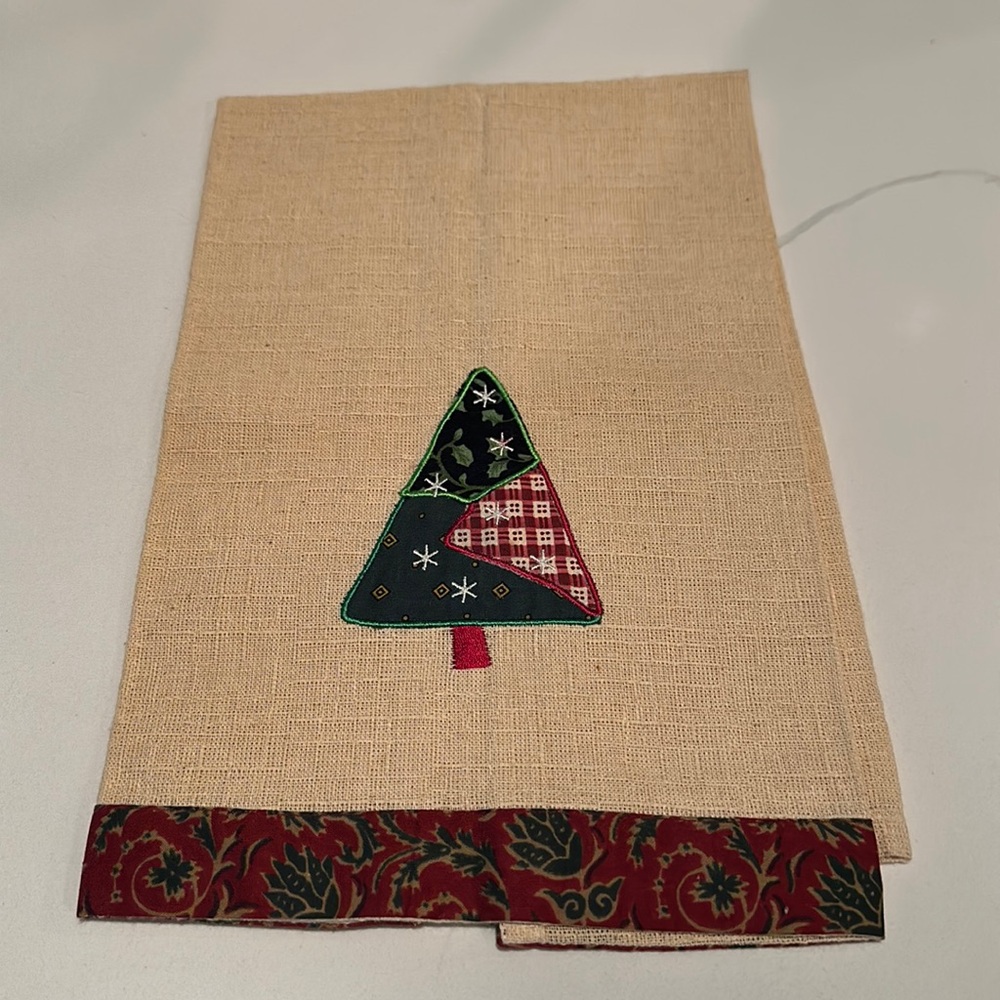 Vintage Handmade Kitchen Hand Towel Christmas tree